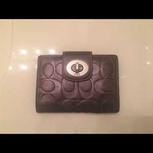 Coach leather pewter wallet